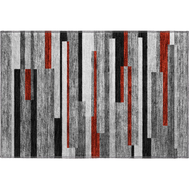 Premium Machine Washable Prisco Gray Rug, Rectangle 1'8" x 2'6"