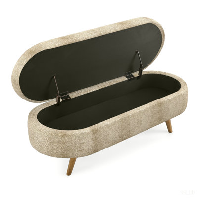 Ottoman Oval Storage Bench,Rubber Wood Legs