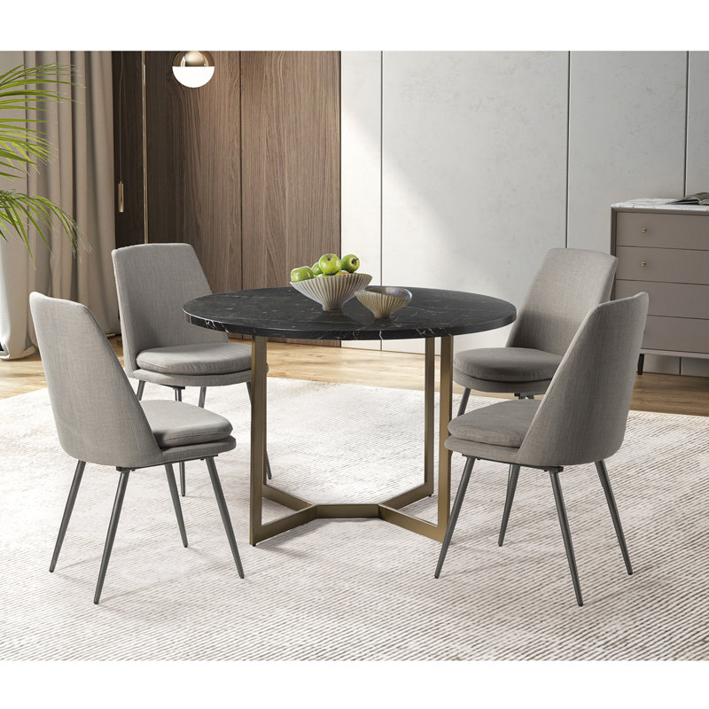 Ensemble repas pour 4 personnes Asiel, gris, Noir / gris