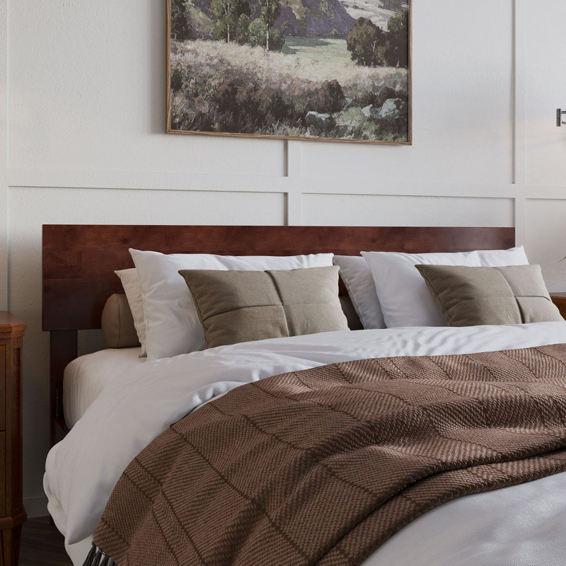 Daurice Solid Wood Panel Headboard, Walnut, Queen
