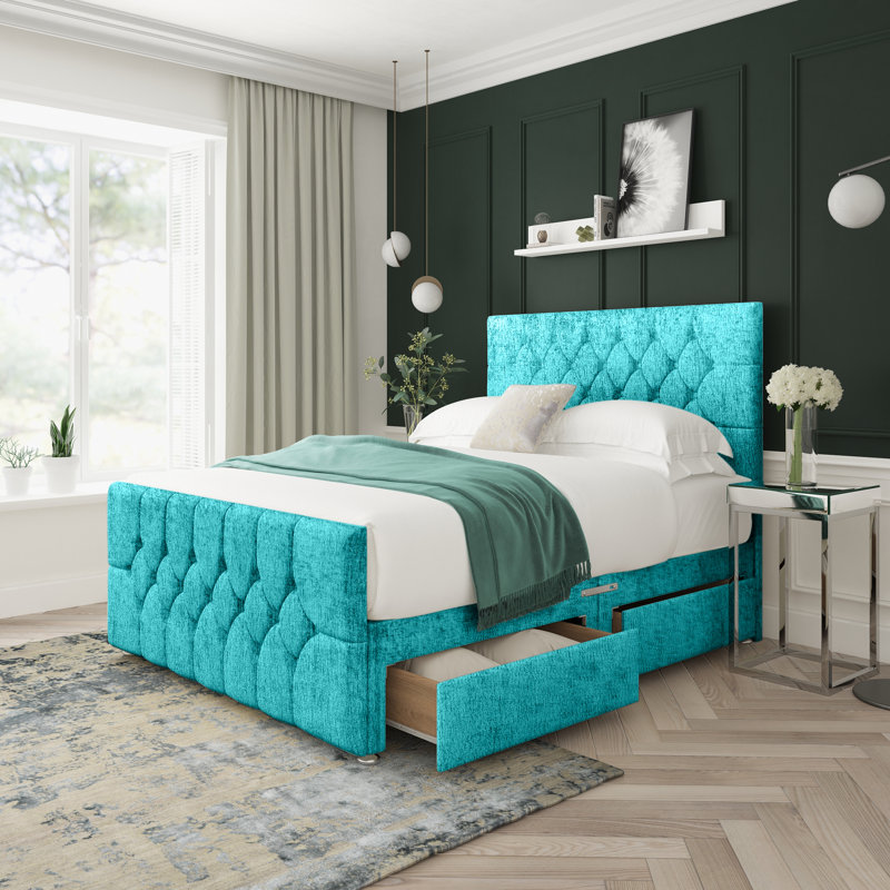 Upholstered Bed, Small Single (2'6), Teal