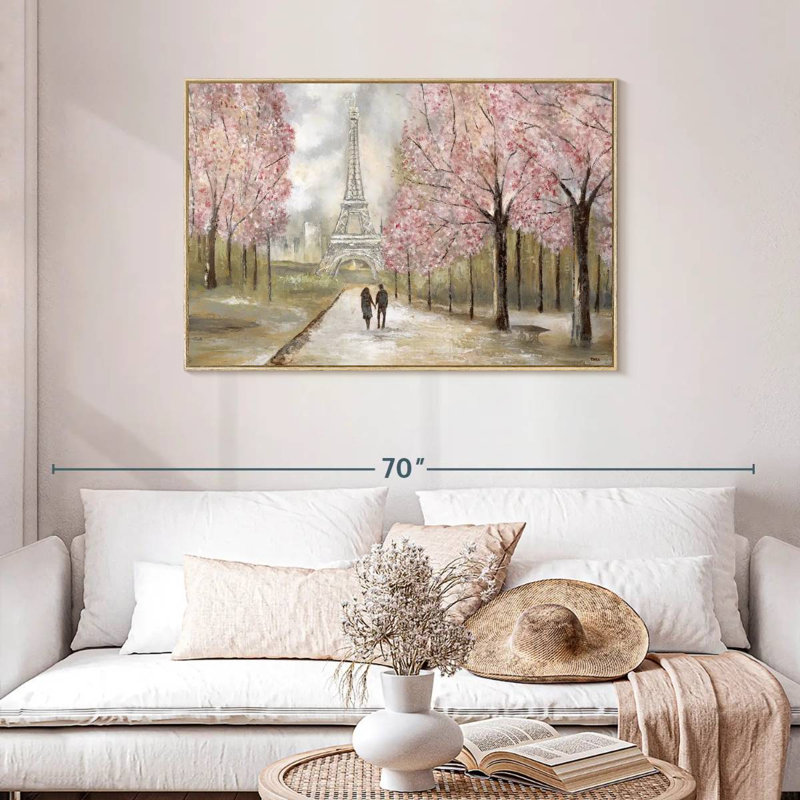 Balade à Paris, Cadre flottant en bois naturel, 43 po x 29 po