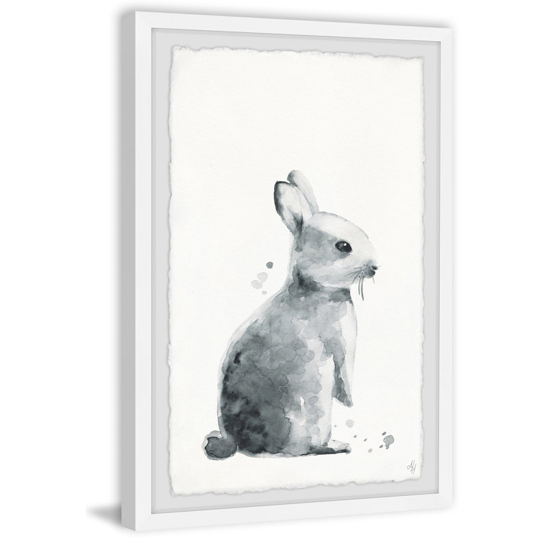 Efrain Melancholy Bunny - Single Picture Frame Painting, 30cm H x 20cm W