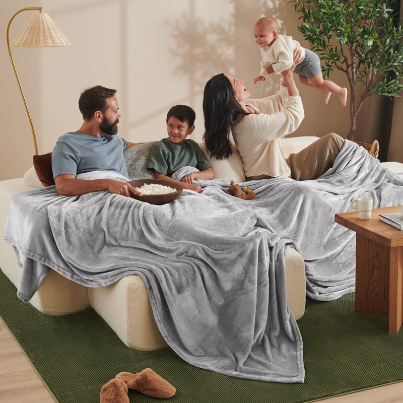 Giant Microplush Blanket, Light Gray