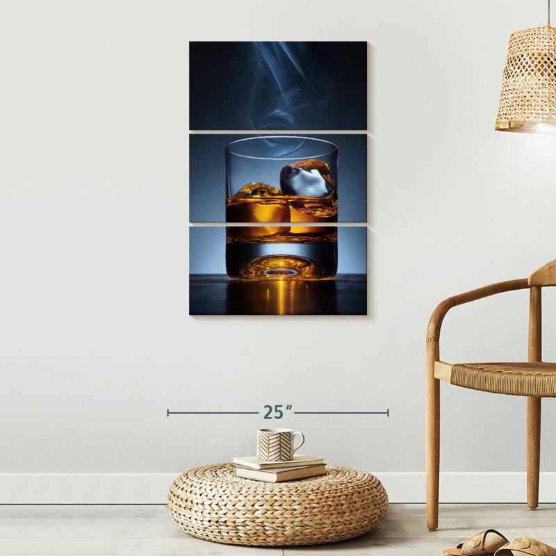 " Cool Whiskey " 3 - Pieces, 32" H x 20" W x 1.25" D