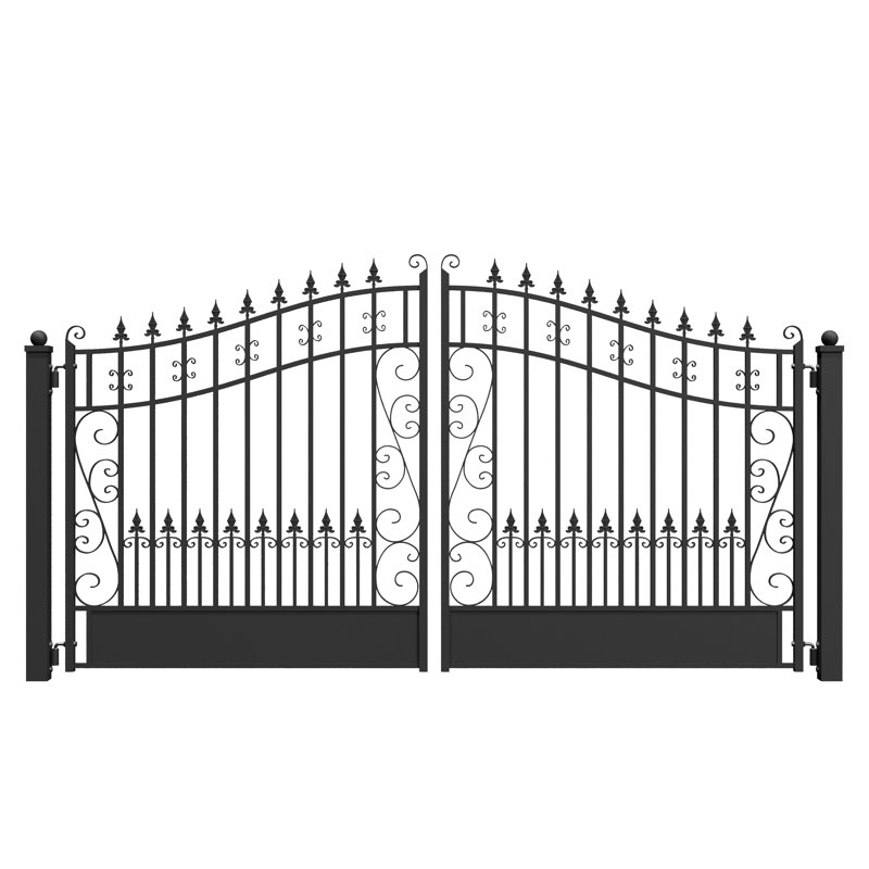 Barrière d'allée en acier à double battant - Ensemble complet de style VENISE, H 72 po x l 144 po x P 3,5 po