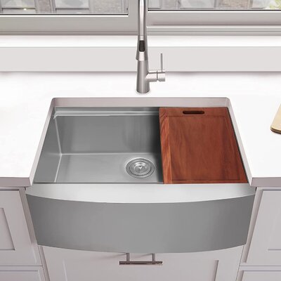 30 x 22 inch Farmhouse Kitchen Sink, Workstation Ledge 18 Gauge Stainless Steel Sink Modern Apron-front Single Bowl Kitchen Sink -  ALWEN, 3022A1QL