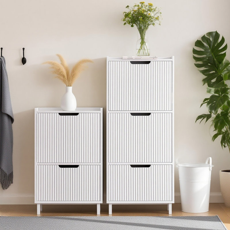 8 Pair Flip Down Shoe Storage, White