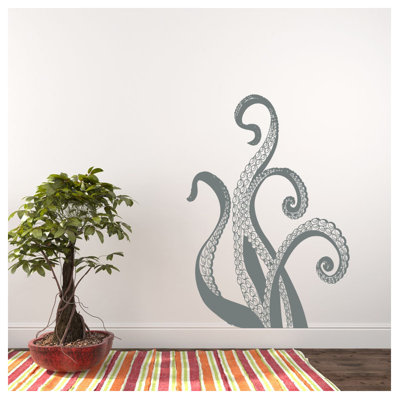 Adhésif décoratif pieuvre, Gris