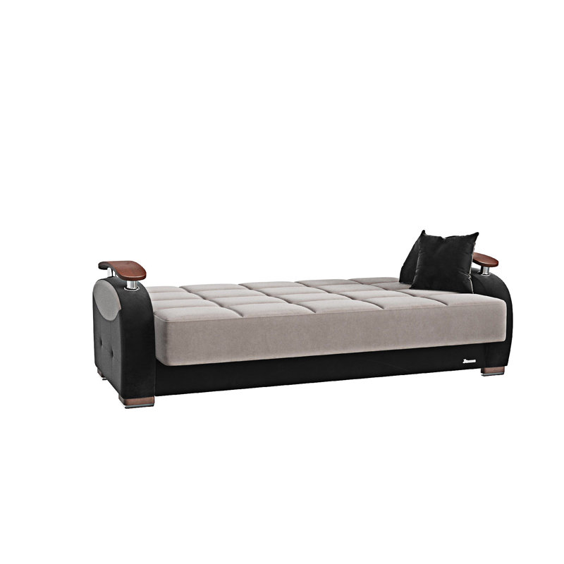 Canapé-lit rembourré convertible avec rangement, Gris