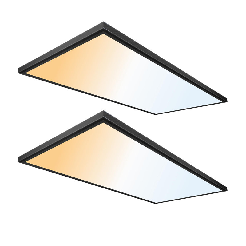 Surface Mount Ceiling Light Panel – Slim, Edge Lit, Flush Mount Flat Panel, 48" W x 24" D, Matte Black