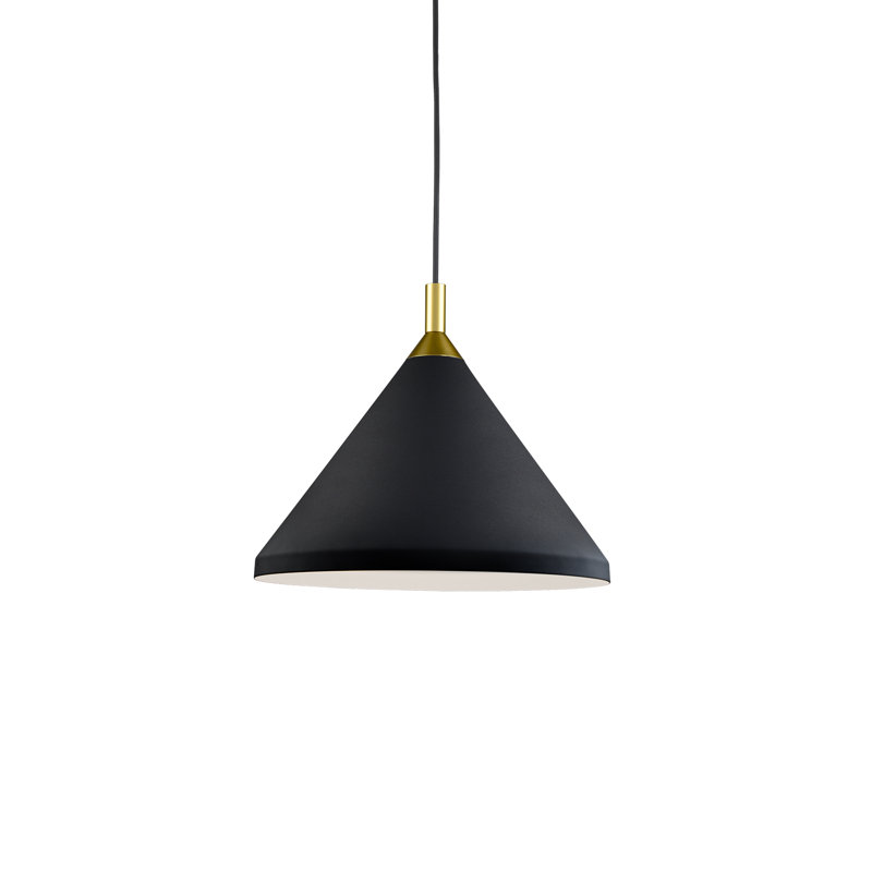 Luminaire suspendu conique à 1 lumière Dorothy, Noir / doré, H 12 po x l 14 po x P 14 po