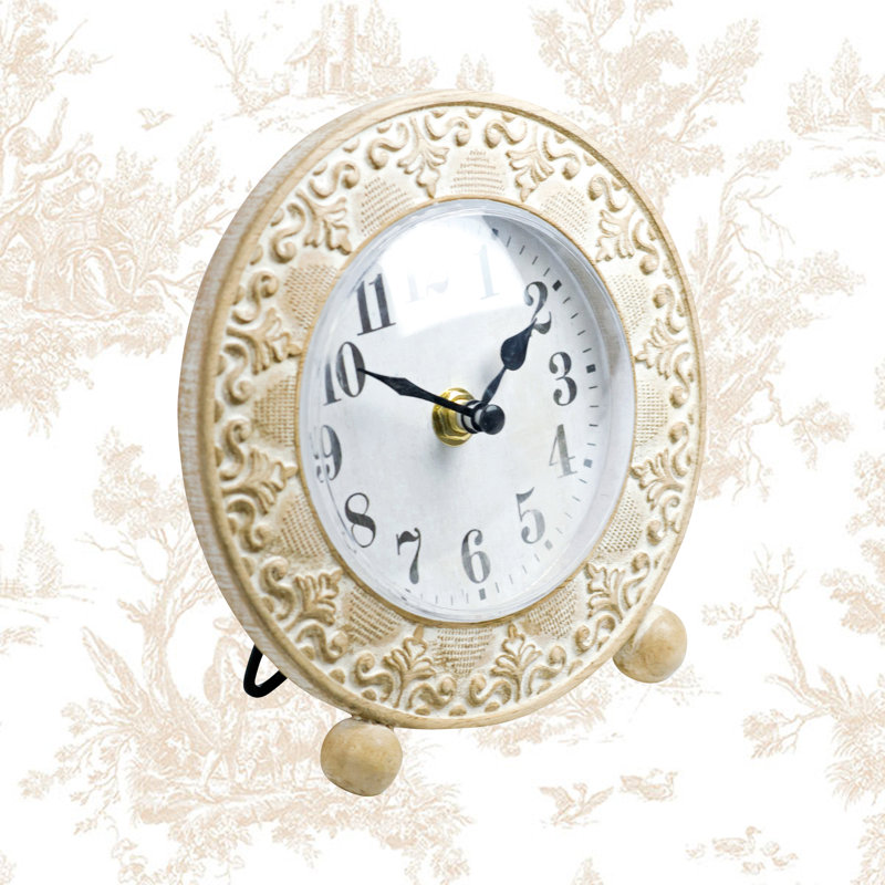 Horloge de table analogique à quartz en bois blanc / brun clair