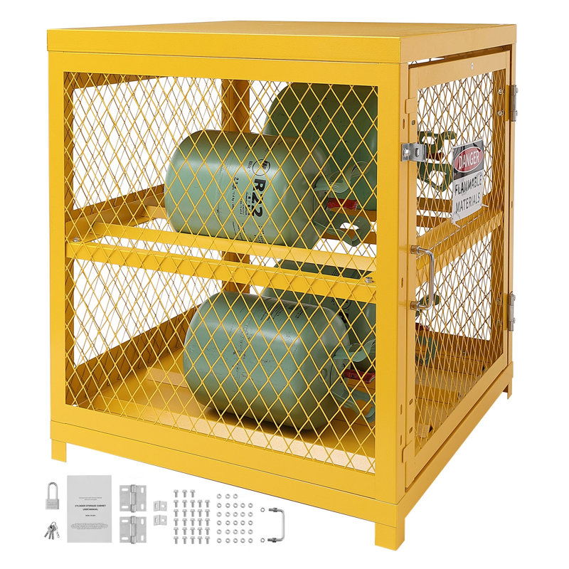 Cage de rangement de réservoir de propane horizontale jaune
