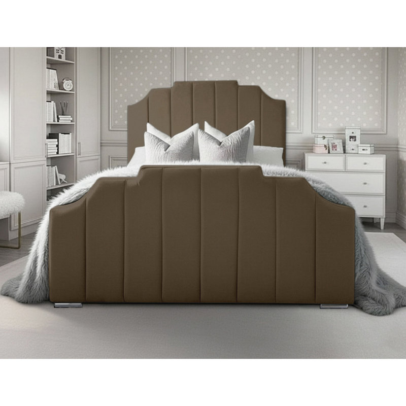 Tyrion Upholstered Bed , Small Double (4'), Mole