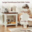 Ensemble de 2 tables de bout Farmhouse avec tablette de rangement à 2 niveaux, grande table d'appoint carrée avec 4 pieds carrés en bois massif, petite table basse de salon, blanc-50285955-48327488