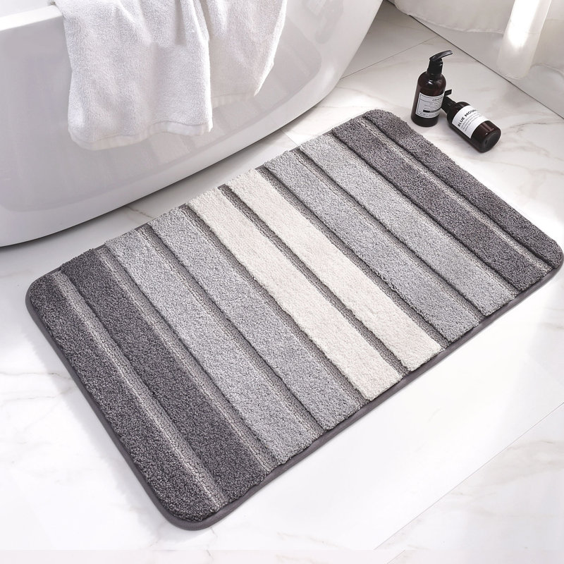 Danimir Microfiber Bath Rug with Non-Slip Backing, Gray, 24" W x 36" L