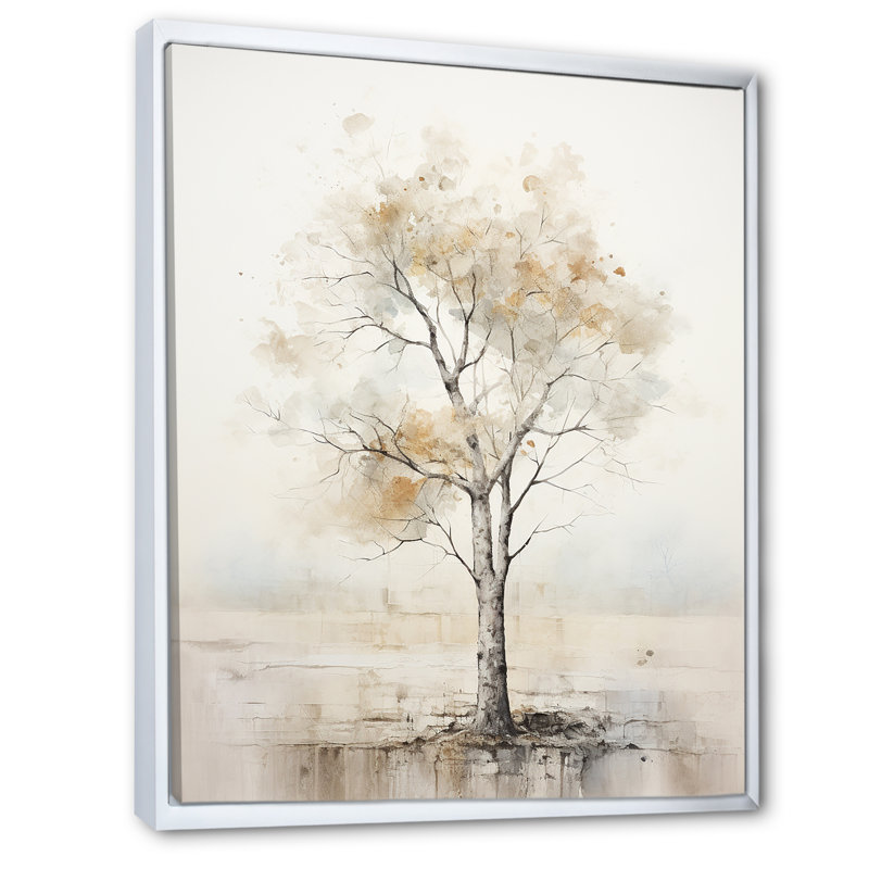 «Beige minimalisme», art mural africain, Cadre flottant blanc, H 20 po x l 12 po x P 1 po