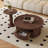 Modern Farmhouse Round Coffee Table Set of 2 - Solid Wood Nesting Tables with Hidden Storage, Expandable Rustic Chic Living Room Décor