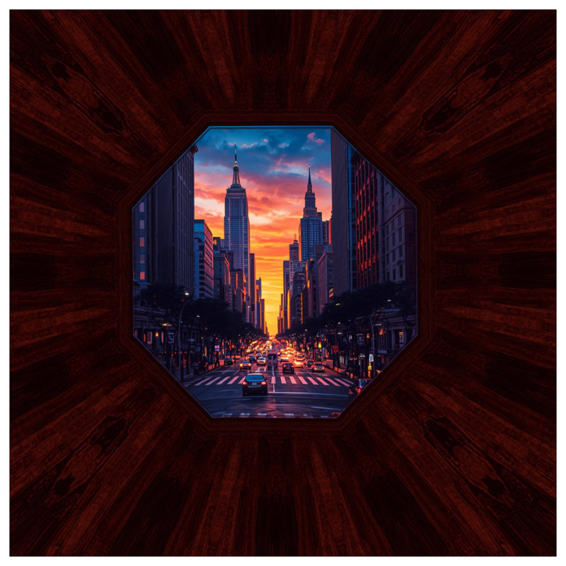 Cityscape Sunset View Comforter, Twin