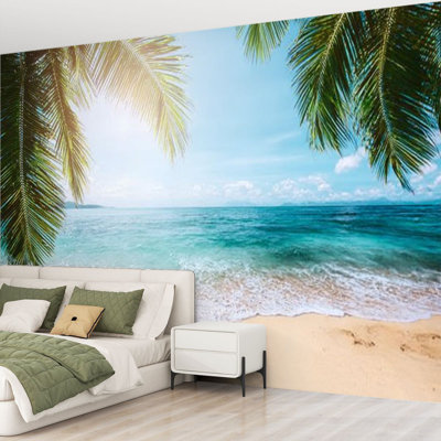 Peel and Stick Wallpaper Wall Mural Tropical beach Wall Art Self Adhesive and Removable