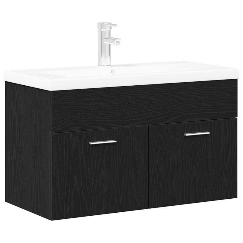 Vidaxl Sink Cabinet Black Oak 90 X 38.5 X 46 Cm Engineered Wood