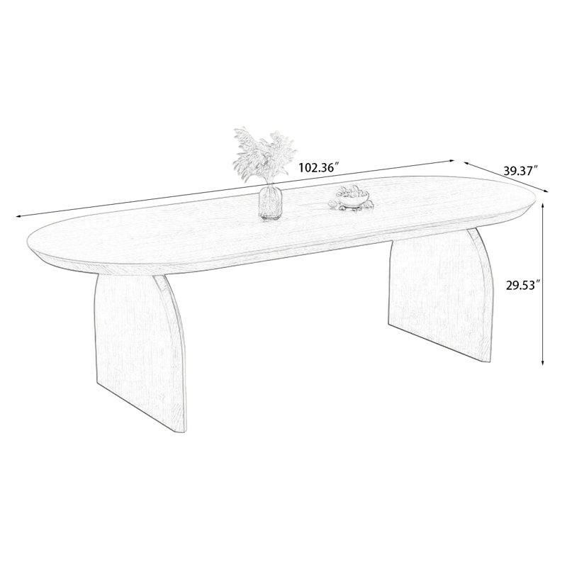 Table de salle à manger 102,36 po, H 29,53 po x L 102,36 po x l 39,37 po