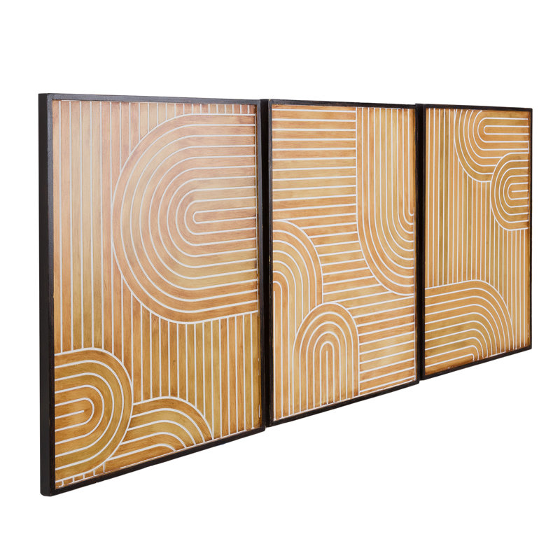 Elodie Rectangular Wood Abstract Wall Décor (Set of 3)