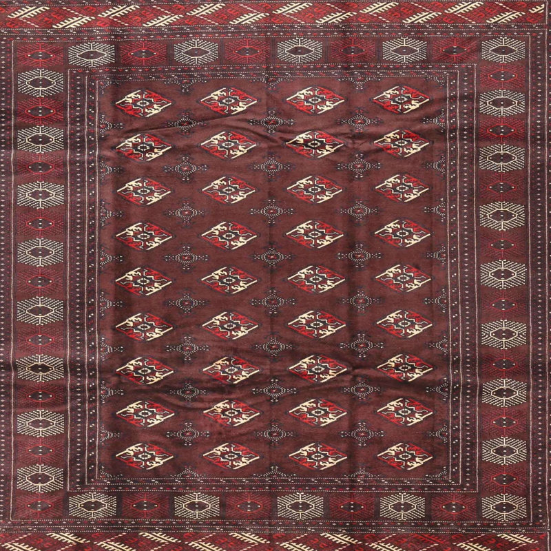 Tapis traditionnel rouge / brun Stegeman, Carré 5 pi