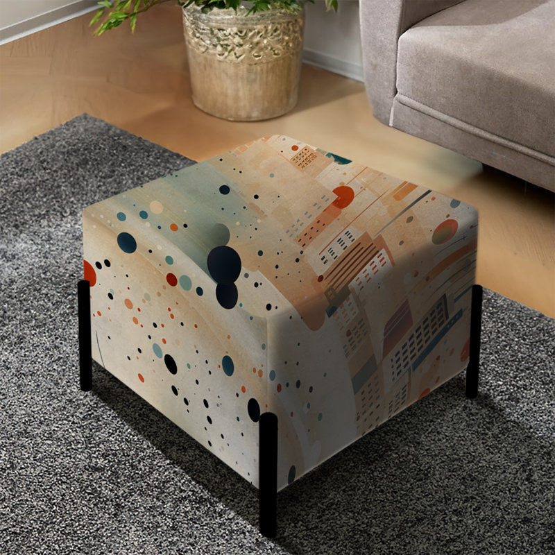 Coral And Beige Polka Dot Skyline - Polka Dots Square Ottoman