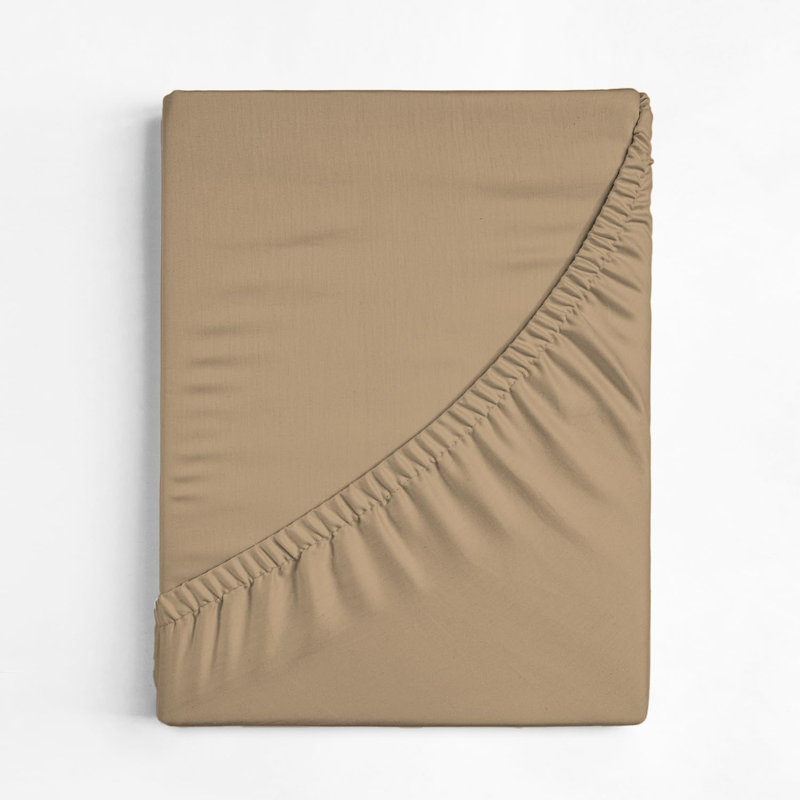 Beige Queen Cotton Deep Pocket Fitted Sheet Set