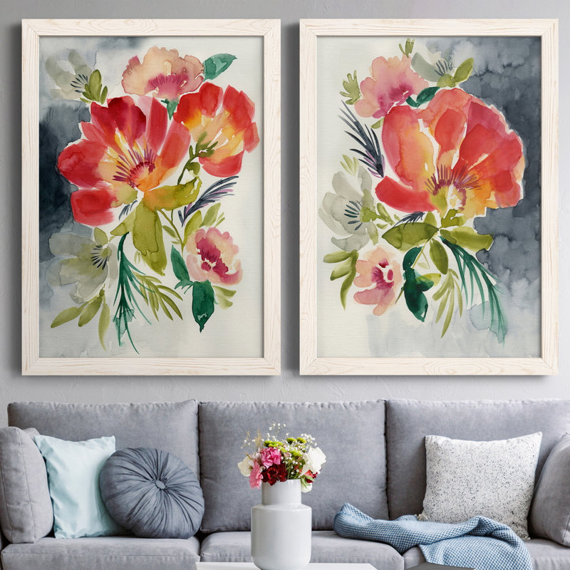 Twilight Brights I - ensemble de 2 peintures sur toile encadrées, H 31,5 po x l 47 po x P 1,5 po, Toile blanche encadrée