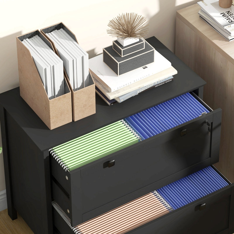 2 Drawer File Cabinet With Lock, Lateral Filing Cabinet With Keys And Adjustable Hanging Bar For Letter, A4 And Legal Size, File Cabinet For Home Office
