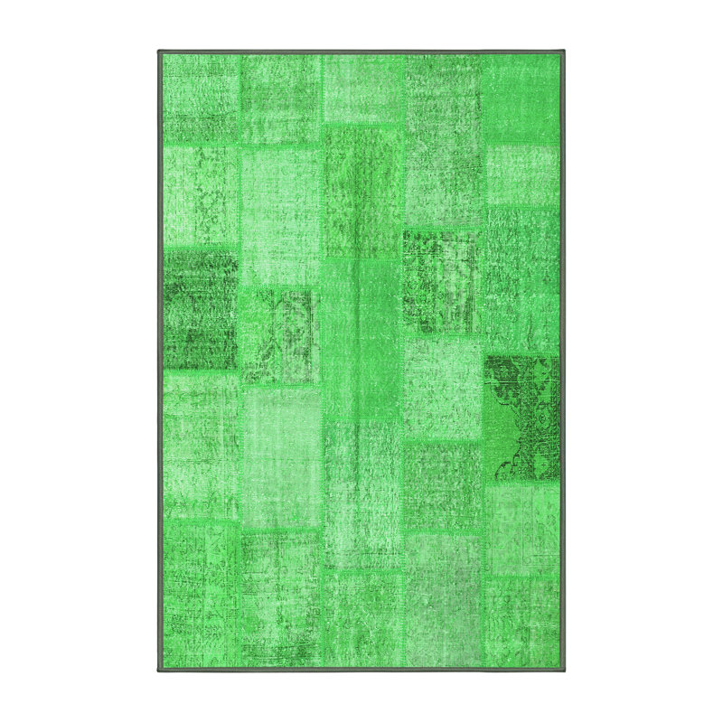 Tapis contemporains verts 944 lavables à la machine, Rectangle 2 pi x 3 pi