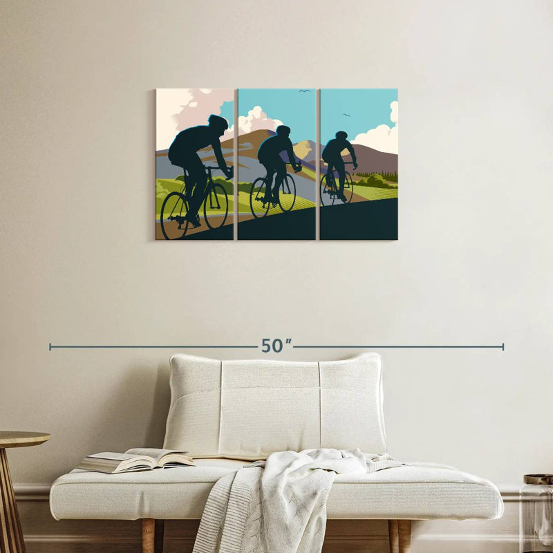 Sireci Three Cyclists, 20" H x 33" W