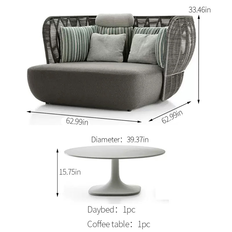 Leisure Braided Rope Patio Sofa Set 2 - Person Patio Conversation Set with Cushions