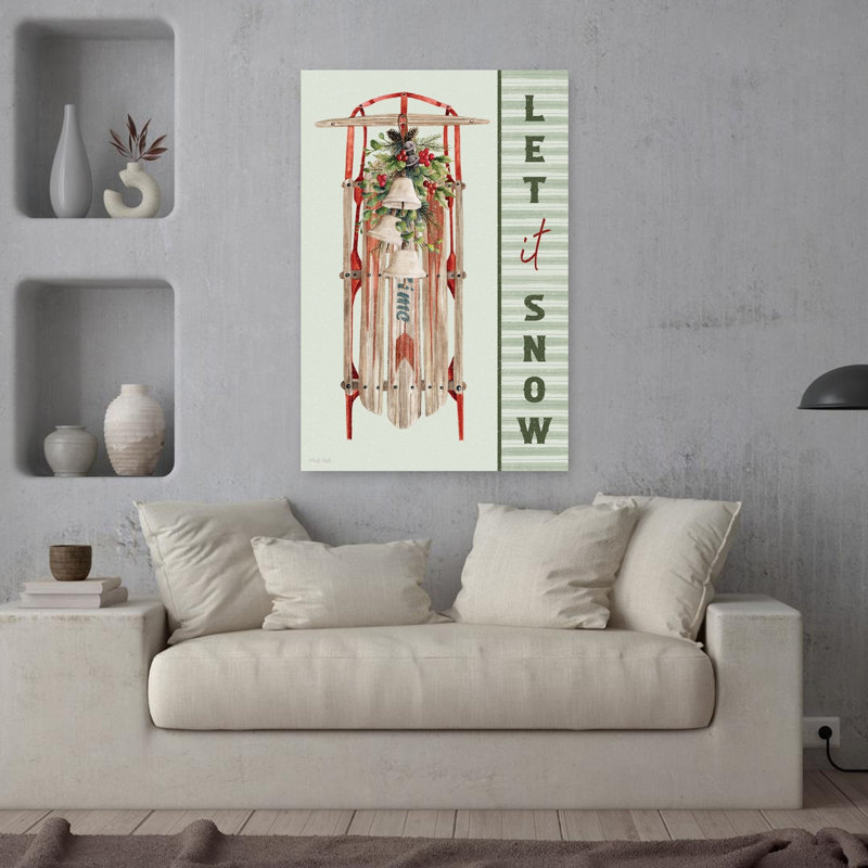 Let It Snow Sled by Cindy Jacobs - Wrapped Canvas Print, 91.44cm H x 60.96cm W