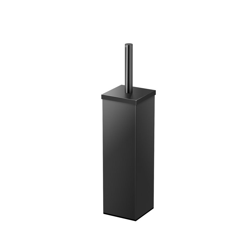 Brosse de toilette et support carré Elegant H 14,63 ", Noir mat