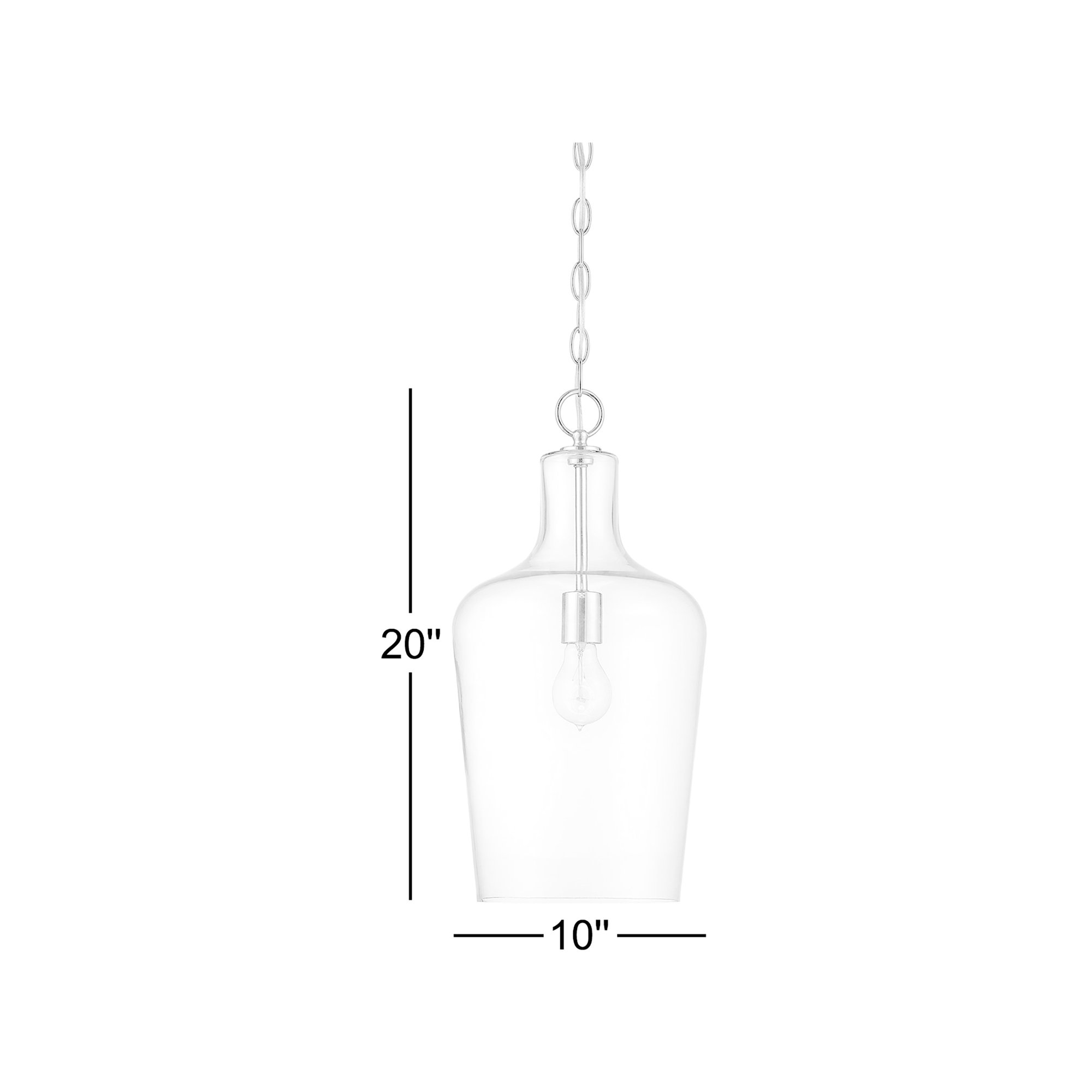 Dori Single Light Glass Dimmable Pendant, Clear, Polished Nickel