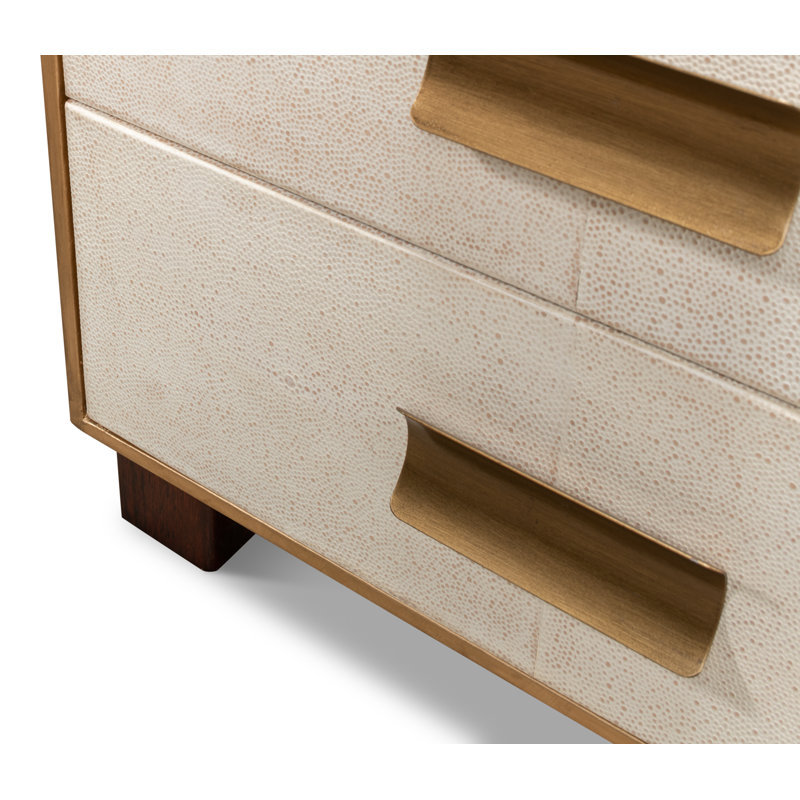 Shagreen 3 - Drawer Solid Wood Nightstand, Osprey White