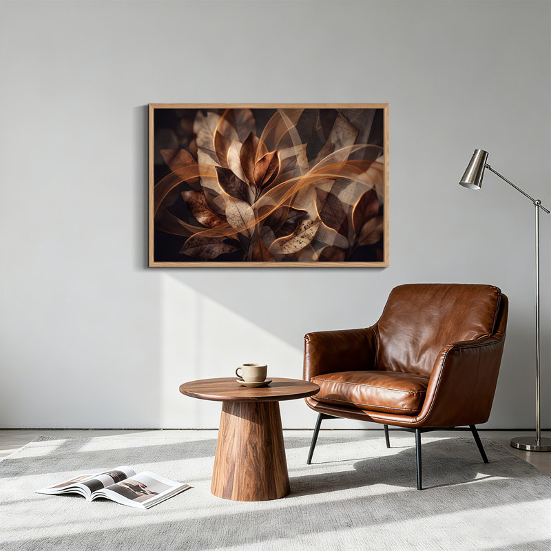 Art mural sur toile avec feuilles brunes séchées, H 32 po x l 48 po