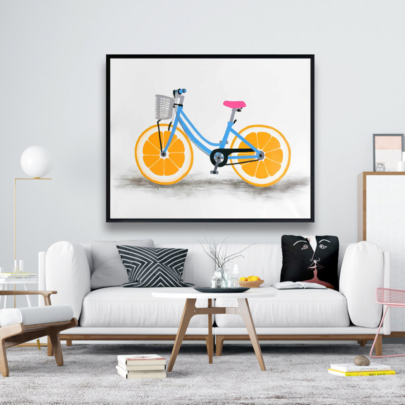 Orange Wheel Bike Print On Canvas