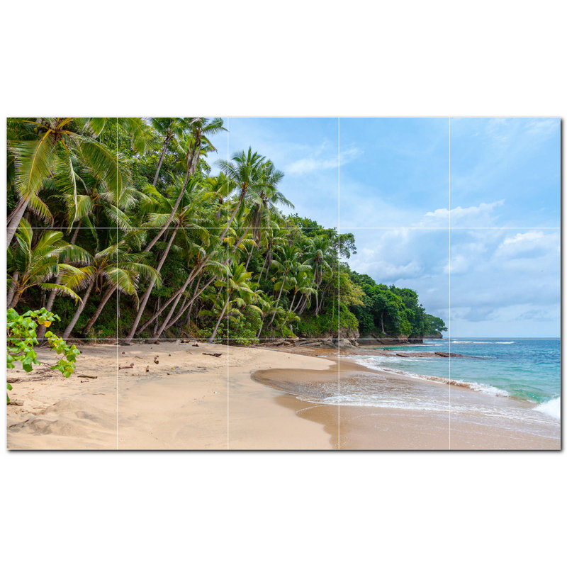 Beach Photo 6'' x 6'' Satin Ceramic Decorative Mural