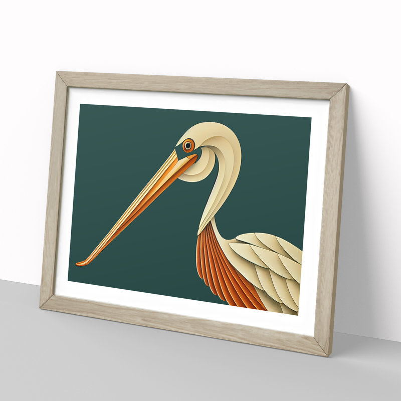XH1022-6865X Pelican Art Deco 1 Piece Single Picture Frame Wall Art, 25cm H x 34cm W x 2cm D, Oak Framed