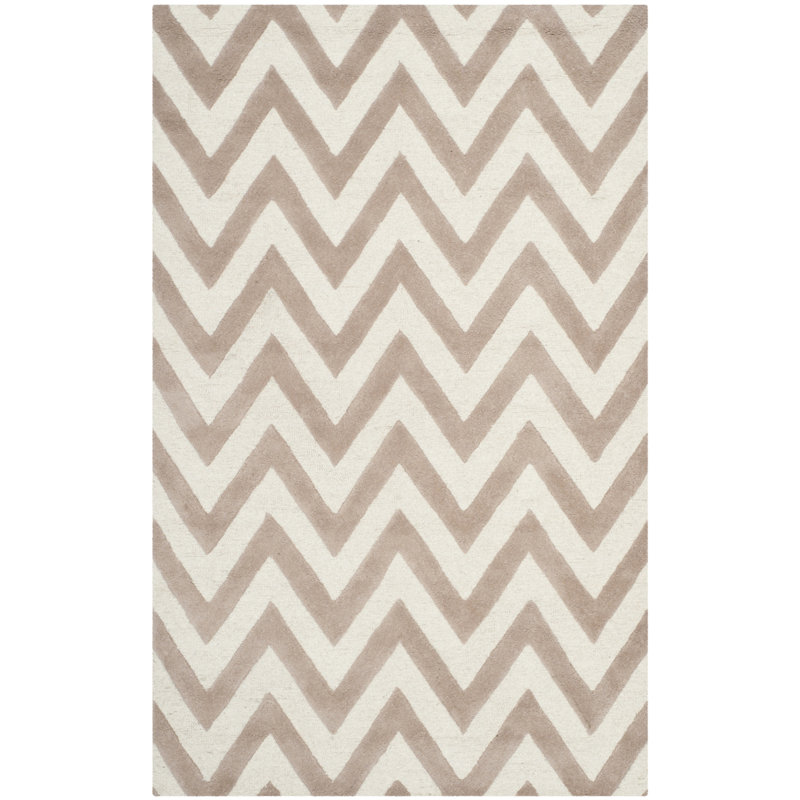 Sanyla Hand Tufted Wool Chevron Rug, Rectangle 3' x 5'