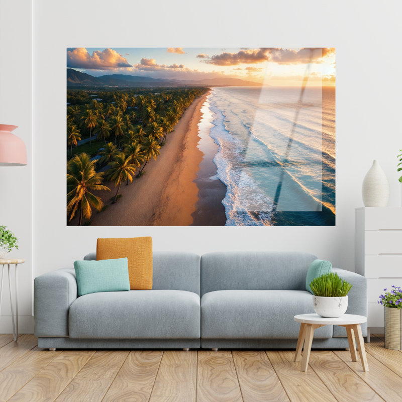 Art mural en verre trempé Tropical Beach, 16" H x 20" W