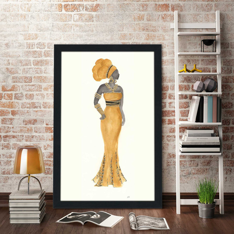 «Global Fashion III» par Chris Paschke - Peinture, H 39,5 po x l 27,5 po x P 0,75 po, Cadre espresso