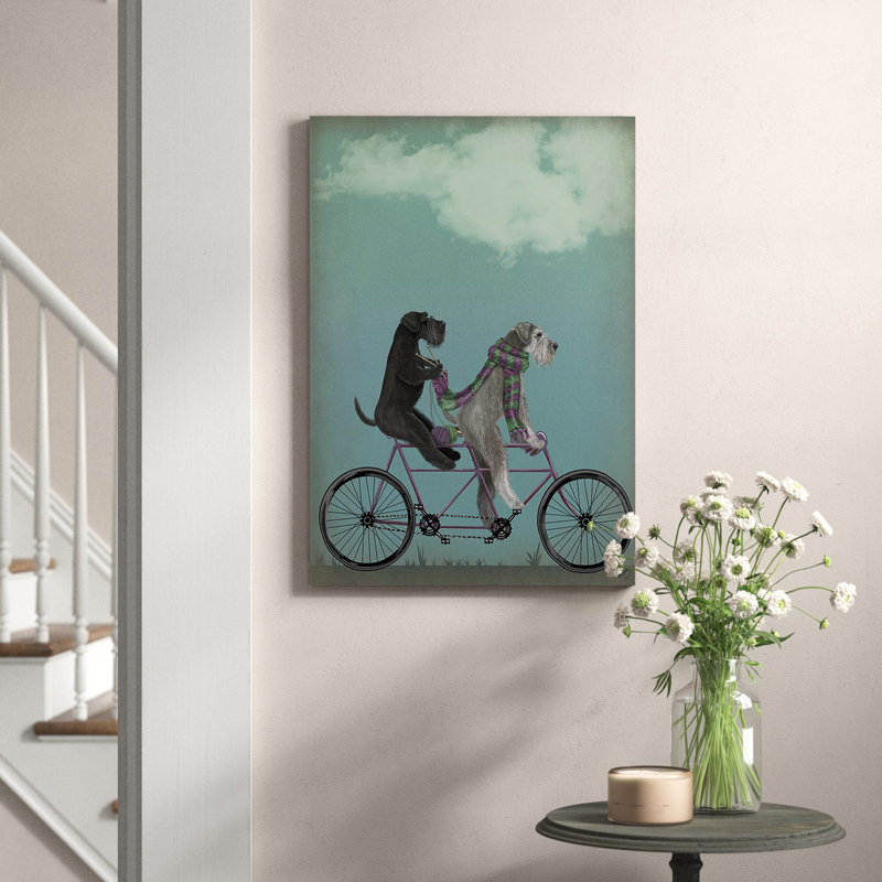 Schnauzer Tandem by Fab Funky - Print on Canvas, 66.04 cm H x 45.72 cm W x 1.91 cm D, No Frame