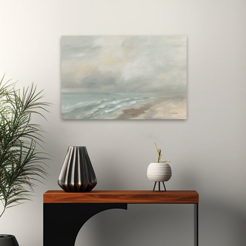 Wispy Clouds At Dawn Contemporary Gray Landscape Coast Coast Line, H 24 po x l 16 po