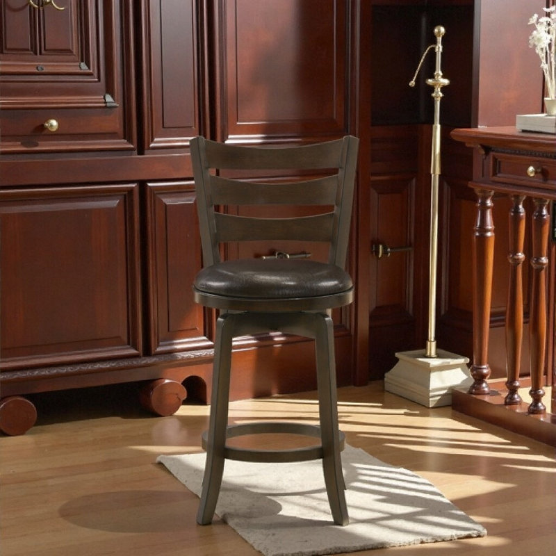 Tabouret de bar pivotant en bois brun foncé Fenster, Marron foncé